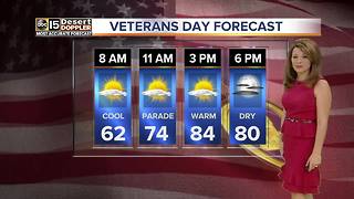 Warm and sunny skies ahead for Veteran's Day weekend in the Valley