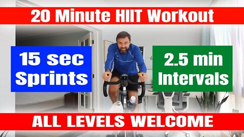 Spin Class - 20 Minute Routine HIIT Workout with 15 Second Intense Sprints