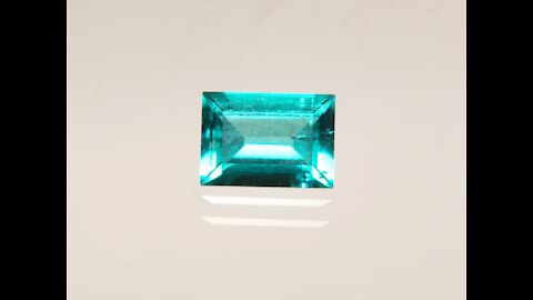 Hydrothermal Beryl with Color of Paraiba Tourmaline Rectangle Emerald Cut