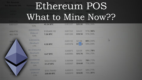 Ethereum POS - What to Mine Now? Our Profits?