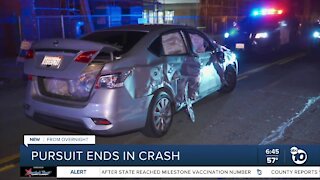 Pursuit ends in crash in Barrio Logan