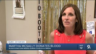 Sen. McSally donates blood in Tucson