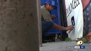 San Diego muralist paints tribute to Kobe Bryant and his daughter Gianna