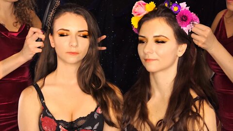 ASMR Relaxing Hair Brushing & Flower Crown with Hair Play & Braiding w/ 💕Corrina