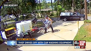 Caught on video: Thieves steal hundreds of dollars worth of mobile detailer's equipment in Tampa