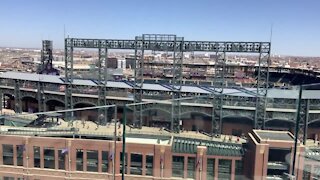 Rockies Opening Day from the rooftop at the Rally Hotel at McGregor Square