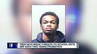 Teen who made threats to school gets off with two years probation