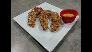 Baked Pretzel Crusted Chicken Strips