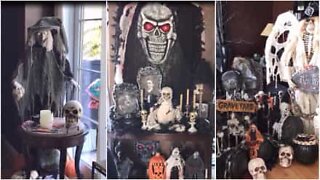 Family goes all out with Halloween decorations