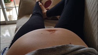 Crazy Baby Bump Kicking - Amazing moving belly!