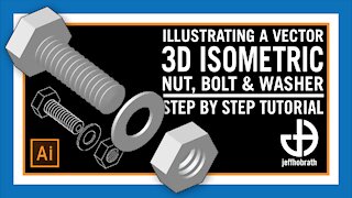 How to Illustrate an Isometric 3D Vector Bolt Step by Step in Illustrator | Jeff Hobrath Art Studio