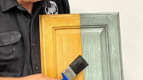 Ceruse Refinish Golden Oak Cabinets with a Paint Brush