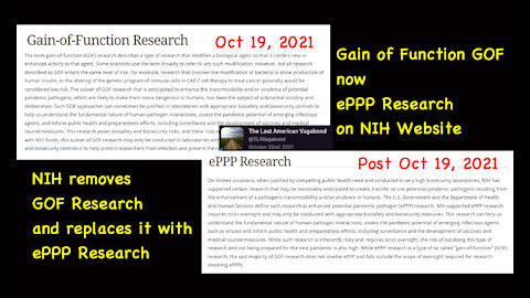 Gain of Function GOF now ePPP Research on NIH Website