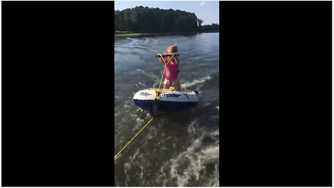 Two-Year-Old Girl Rocks On Her Water Skis