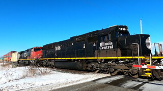 Stack Train Illinois Central IC 1038 & CN 2535 East In Ontario