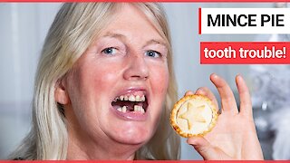 A mum accidentally swallowed her dentures while eating a mince pie