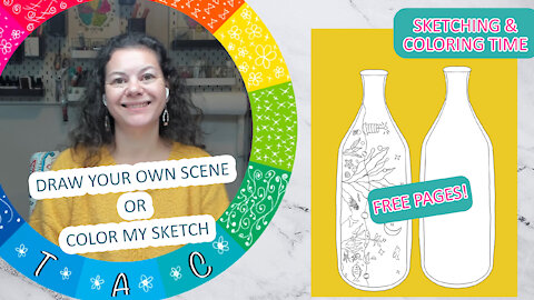 MerMay Land and Sea, Bottle Sketch [Free Adult Coloring Page] Sketch With Me & Adult Coloring Time