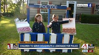Children set up donut stand in Overland Park to thank local officers