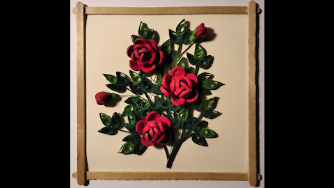 How to make beautiful card with paper quilling roses