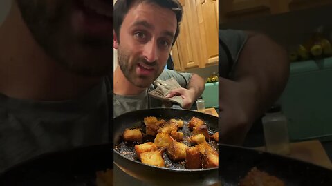 Sourdough Cheesy Garlic Butter Croutons #shorts