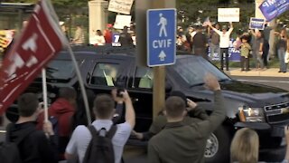 President Trump Greets Supporters In Motorcade