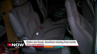 Stolen van recovered, donations missing