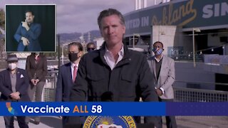 California Governor Gavin Newsom addresses the reopening of schools, sports