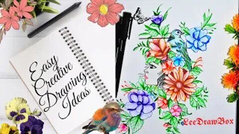 Creative Drawing Ideas to Practice in Free Time// Creative drawing🌺👱‍♀️🐦👩‍🎨