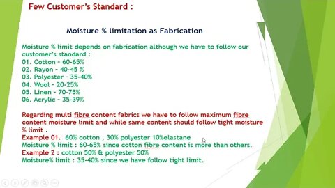 Part 03 : Calculation - Moisture Level for Fibre Blends // Multi Contents Fabric's Moisture !