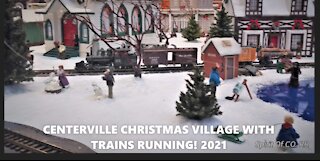 CENTERVILLE CHRISTMAS VILLAGE WITH TRAINS RUNNING! PART ONE!