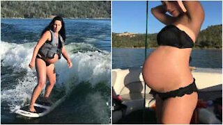 Donna incinta di 35 settimane fa surf