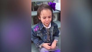 A Tot Girl Cries After Stepping In Dog Poop
