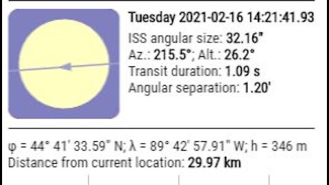 ISS transits the sun 2-16-21