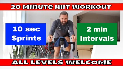 Spin Class 20 Minute Routine HIIT Workout with 10 Second Intense Sprints