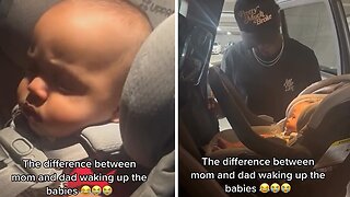 The hilarious difference between mom and dad waking up the babies