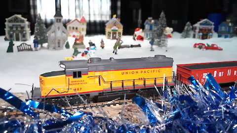 Christmas village and Train set