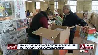 Thousands of toys sorted for families to pick up from Salvation Army