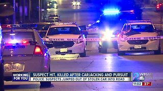 Carjacking suspect struck, killed by police car after chase