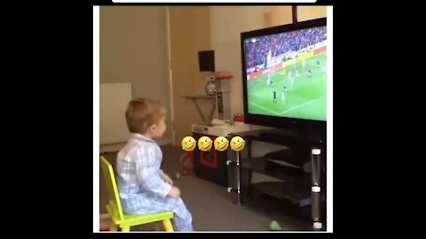 The joy of the American child when he scored his favorite team's goal