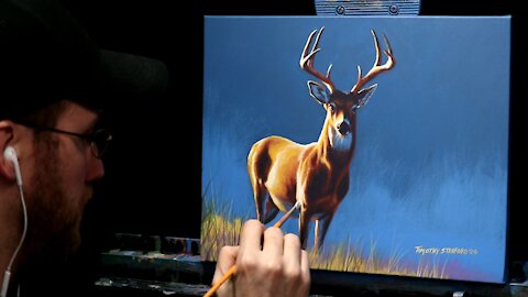 Acrylic Wildlife Painting of a Deer (Buck) - Time Lapse - Artist Timothy Stanford