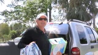 Firefighter gathering supplies for St. Croix