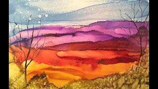 Alcohol Ink Landscape (Timelapse)