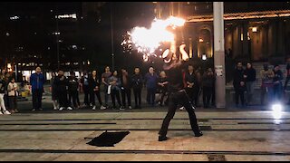 Amazing street performance with fire