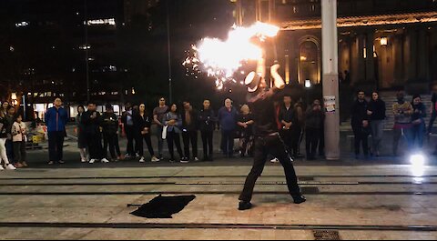 Amazing street performance with fire