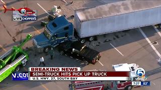 Semi, truck crash creates fuel spill in South Bay