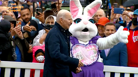 Easter Bunny directs Biden where to go.