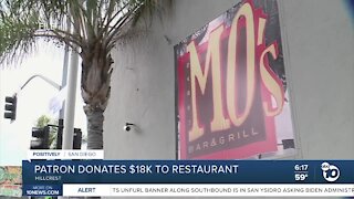 Patron donates $18,000 to Hillcrest restaurant
