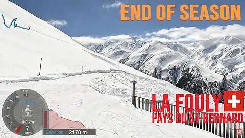 [4K] Skiing La Fouly, End of Season Empy Slopes, Pays du St-Bernard Switzerland, GoPro HERO11