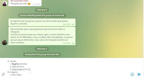 Trabalhando Texto no Telegram - Um Início.