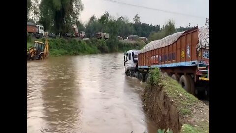 Dangerous River Crossing Cargo Truck